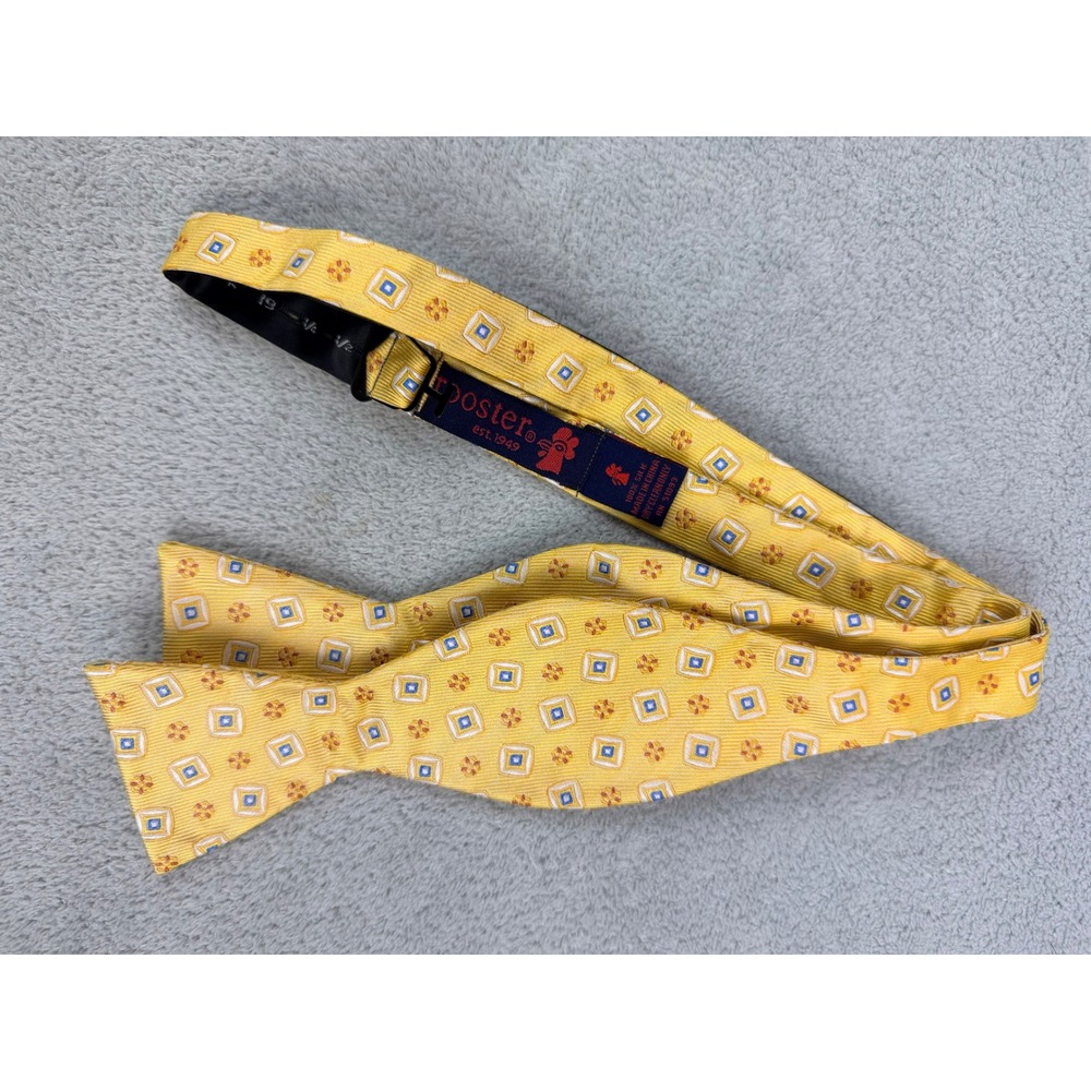 Rooster Bow Tie Yellow Geometric Pattern Silk‎ Adjustable Pre Tied Men